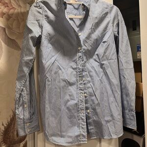 J. Crew Blue and White Striped Shirt